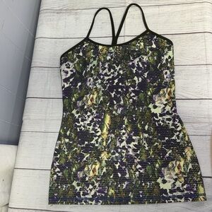 Lululemon Power Y Floral Green Print Tank Top size 8